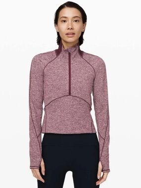Lululemon Always Alert 1/2 Zip Jacket in Heathered Garnet Size 6